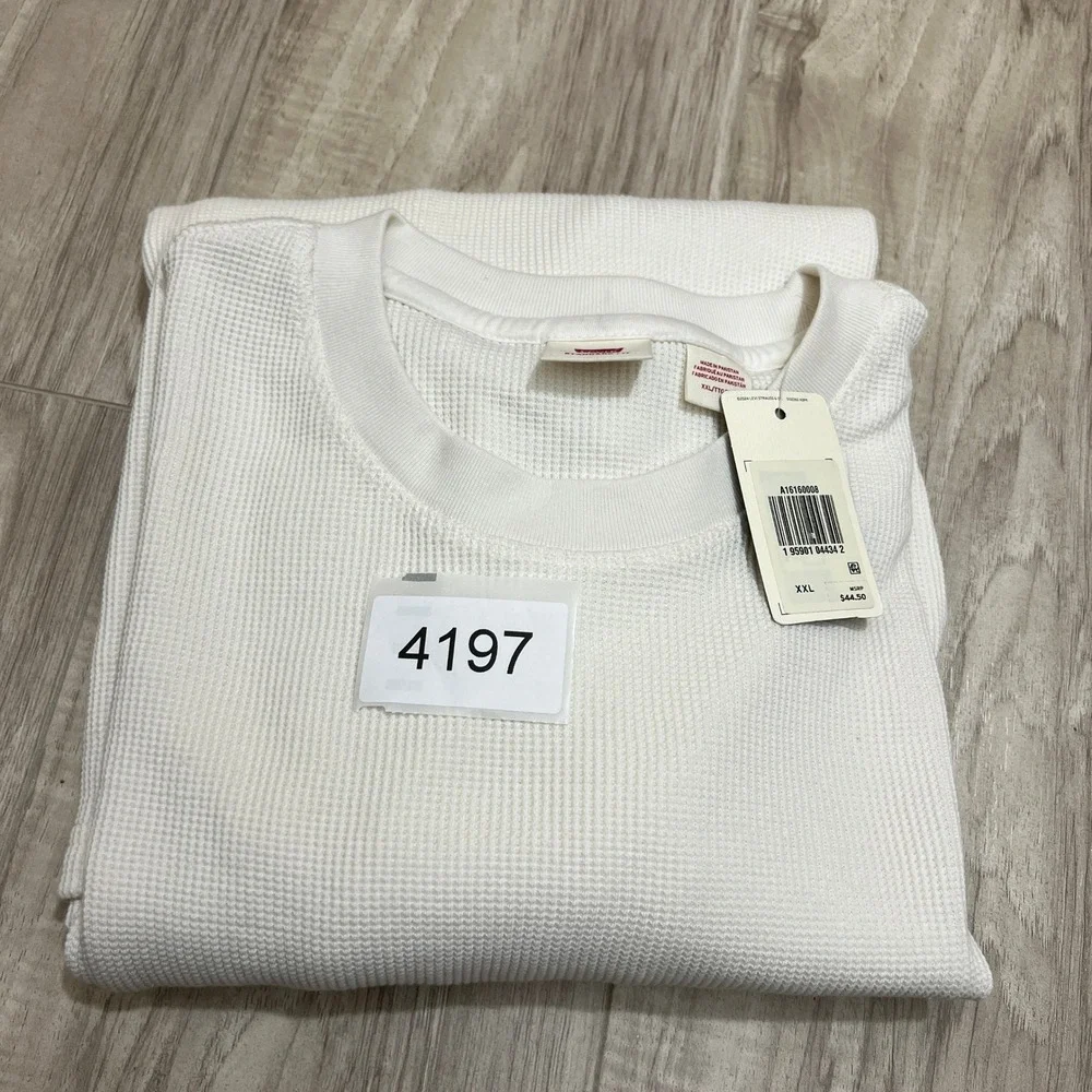Levi's Thermal Waffle Knit Shirt Men's 2XL White Long Sleeve Standard Fit